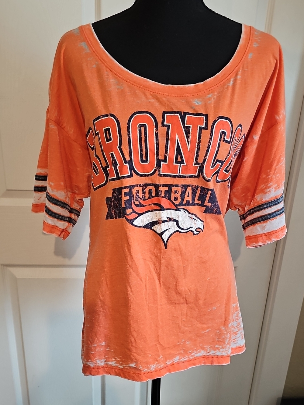Team Apparel Orange Denver Broncos Graphic Tee with Navy Accents